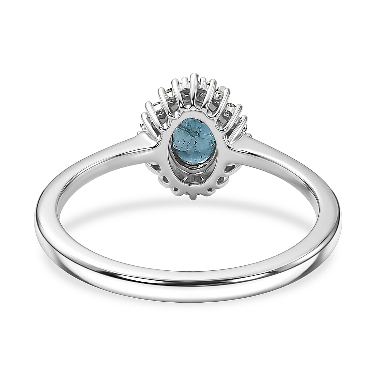 D'Joy Black Tourmaline and Diamond 0.60 ctw Ring in Rhodium Over Sterling Silver (Size 7.0)