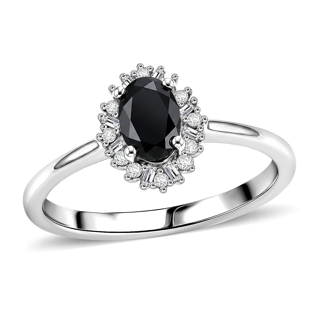 D'Joy Teal Kyanite and Diamond 0.75 ctw Ring in Rhodium Over Sterling Silver (Size 6.0)