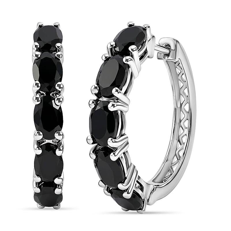 EverTrue Thai Black Spinel 6.35 ctw Earrings in Platinum Bond
