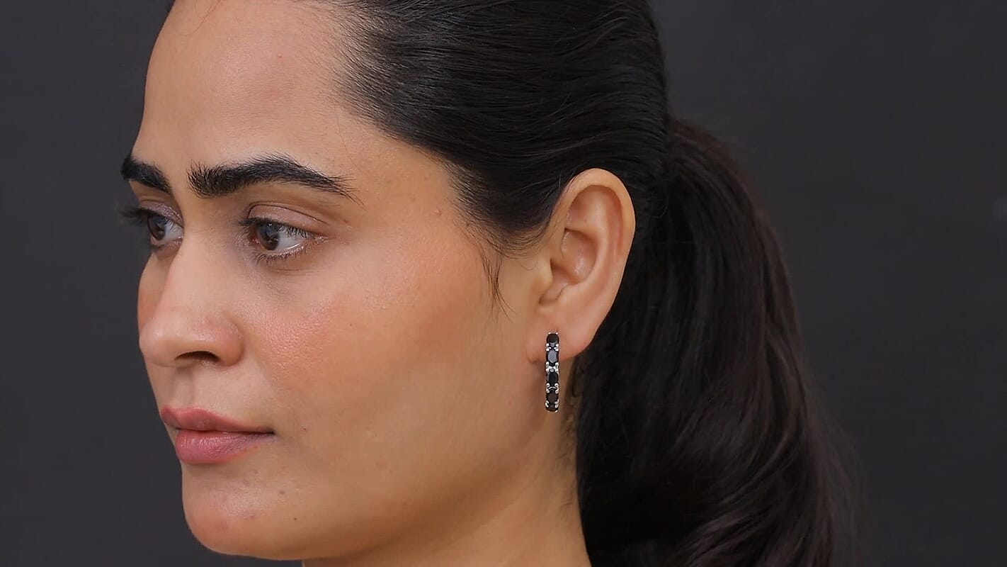EverTrue Thai Black Spinel Earrings in Platinum Bond 6.35 ctw