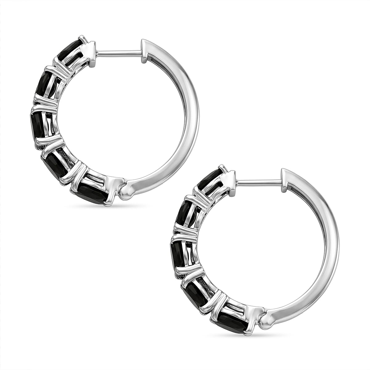 EverTrue Thai Black Spinel 6.35 ctw Earrings in Platinum Bond