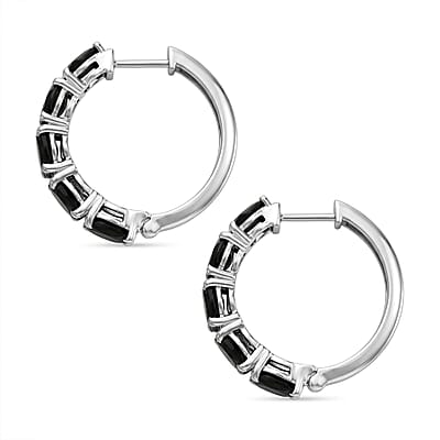 EverTrue Thai Black Spinel 6.35 ctw Earrings in Platinum Bond