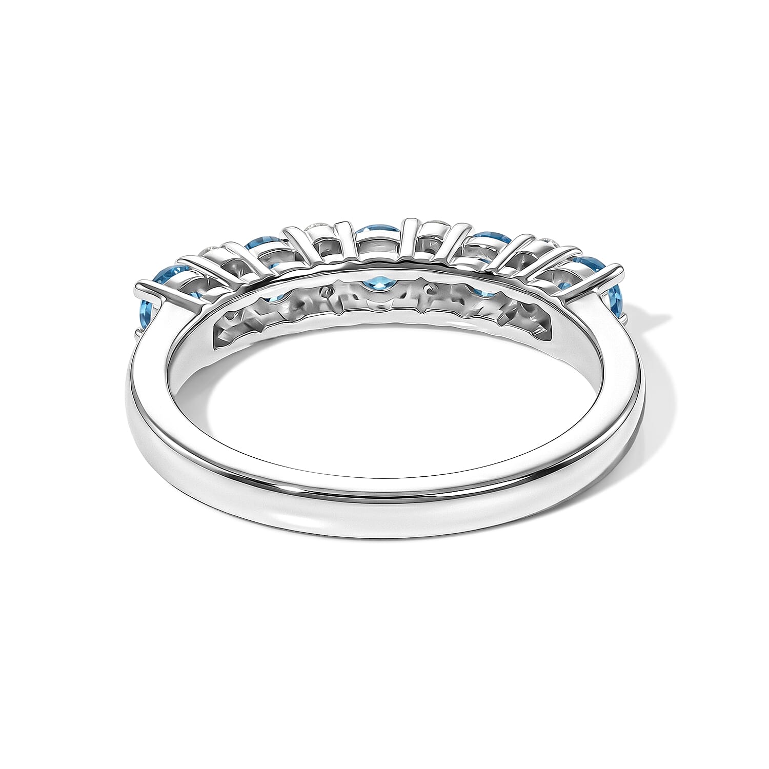 D'Joy Malgache Neon Apatite and Moissanite 0.65 ctw Ring in Platinum Over Sterling Silver (Size 8.0)