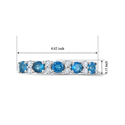 D'Joy Malgache Neon Apatite and Moissanite 0.65 ctw Ring in Platinum Over Sterling Silver (Size 8.0)