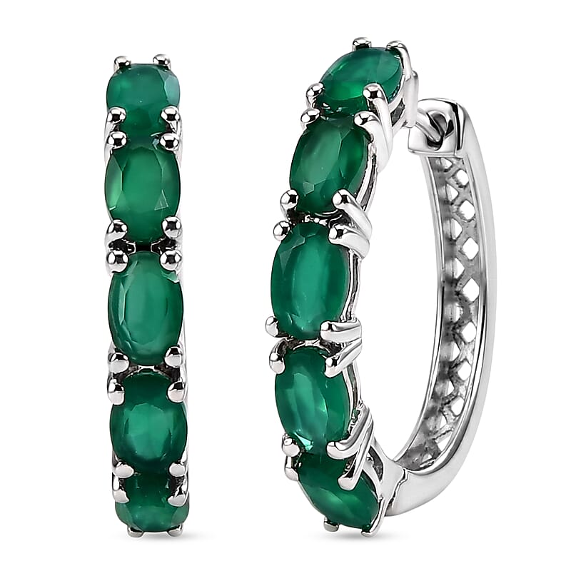 EverTrue Green Onyx 4.40 ctw Earrings in Platinum Bond