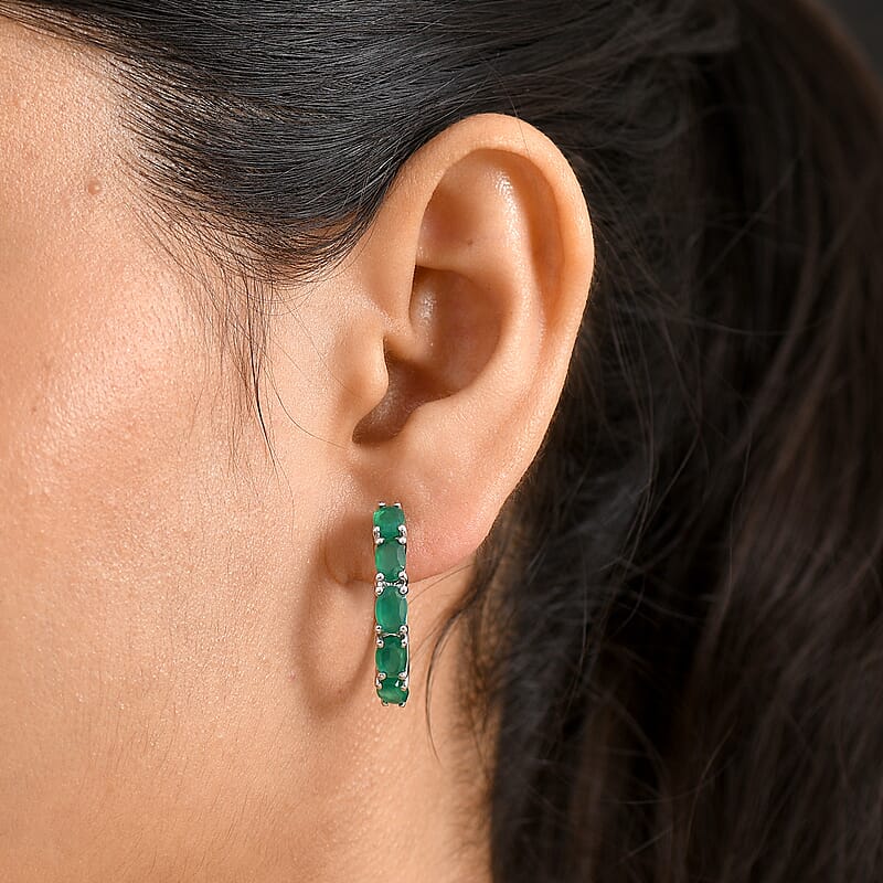EverTrue Green Onyx 4.40 ctw Earrings in Platinum Bond