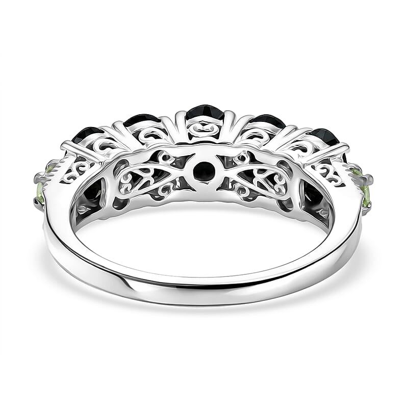 EverTrue Thai Black Spinel and Hebei Peridot 3.25 ctw Ring in Platinum Bond (Size 6.0)