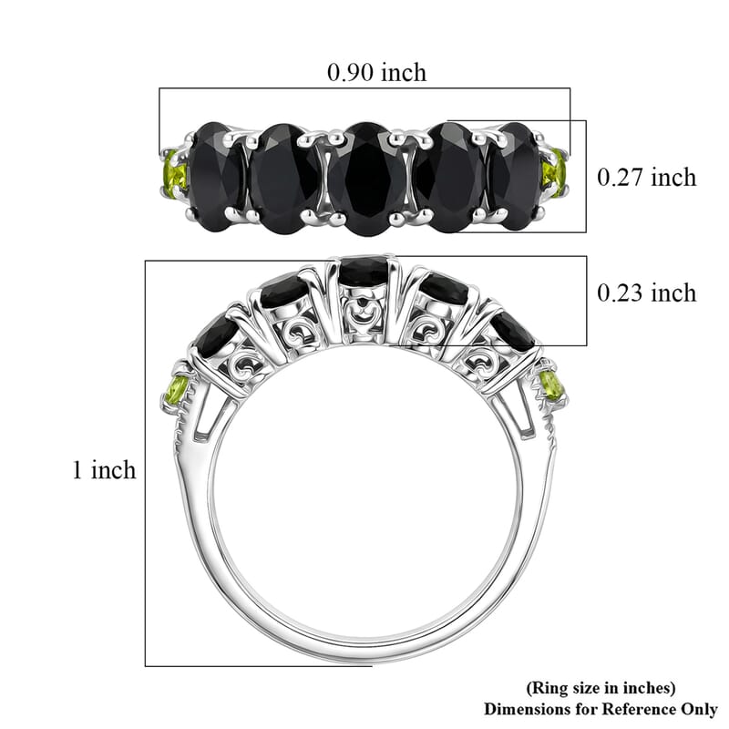 EverTrue Thai Black Spinel and Hebei Peridot 3.25 ctw Ring in Platinum Bond (Size 6.0)