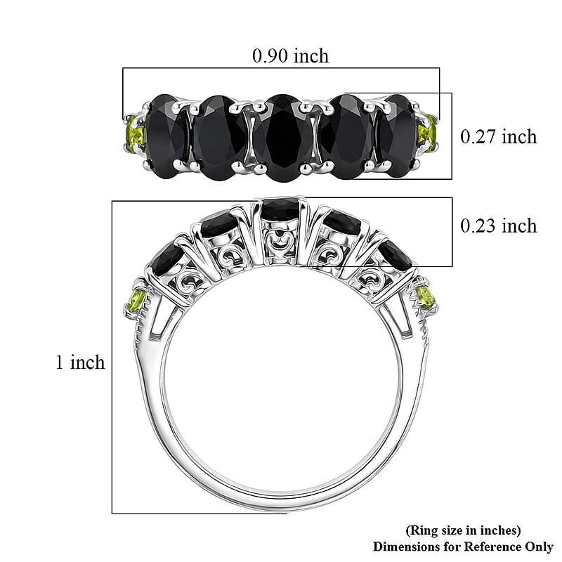 EverTrue Thai Black Spinel and Hebei Peridot 3.25 ctw Ring in Platinum Bond (Size 6.0)