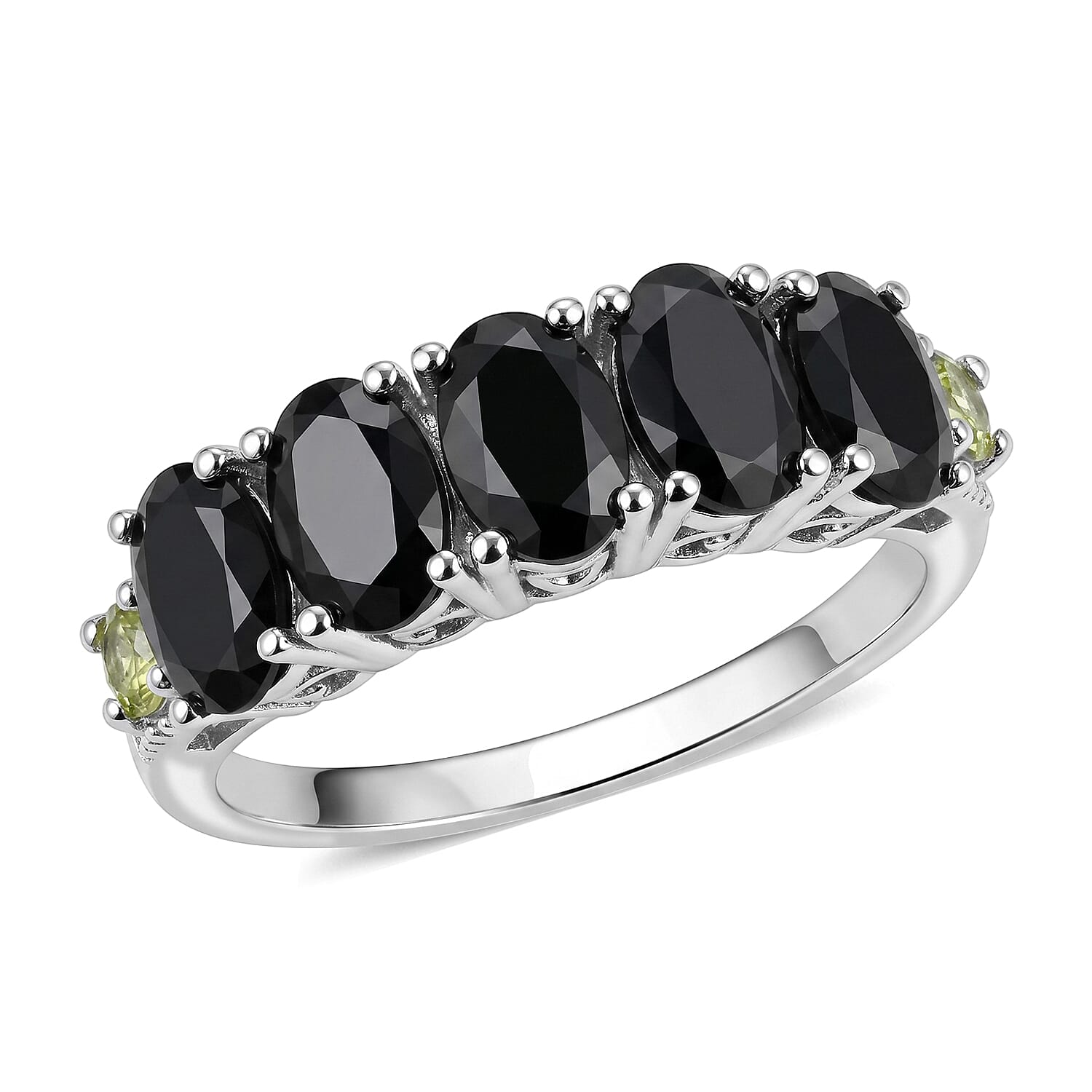 EverTrue Thai Black Spinel and Hebei Peridot 3.25 ctw Ring in Platinum Bond (Size 7.0)