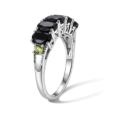 EverTrue Thai Black Spinel and Hebei Peridot 3.25 ctw Ring in Platinum Bond (Size 8.0)
