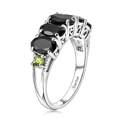 EverTrue Thai Black Spinel and Hebei Peridot 3.25 ctw Ring in Platinum Bond (Size 8.0)