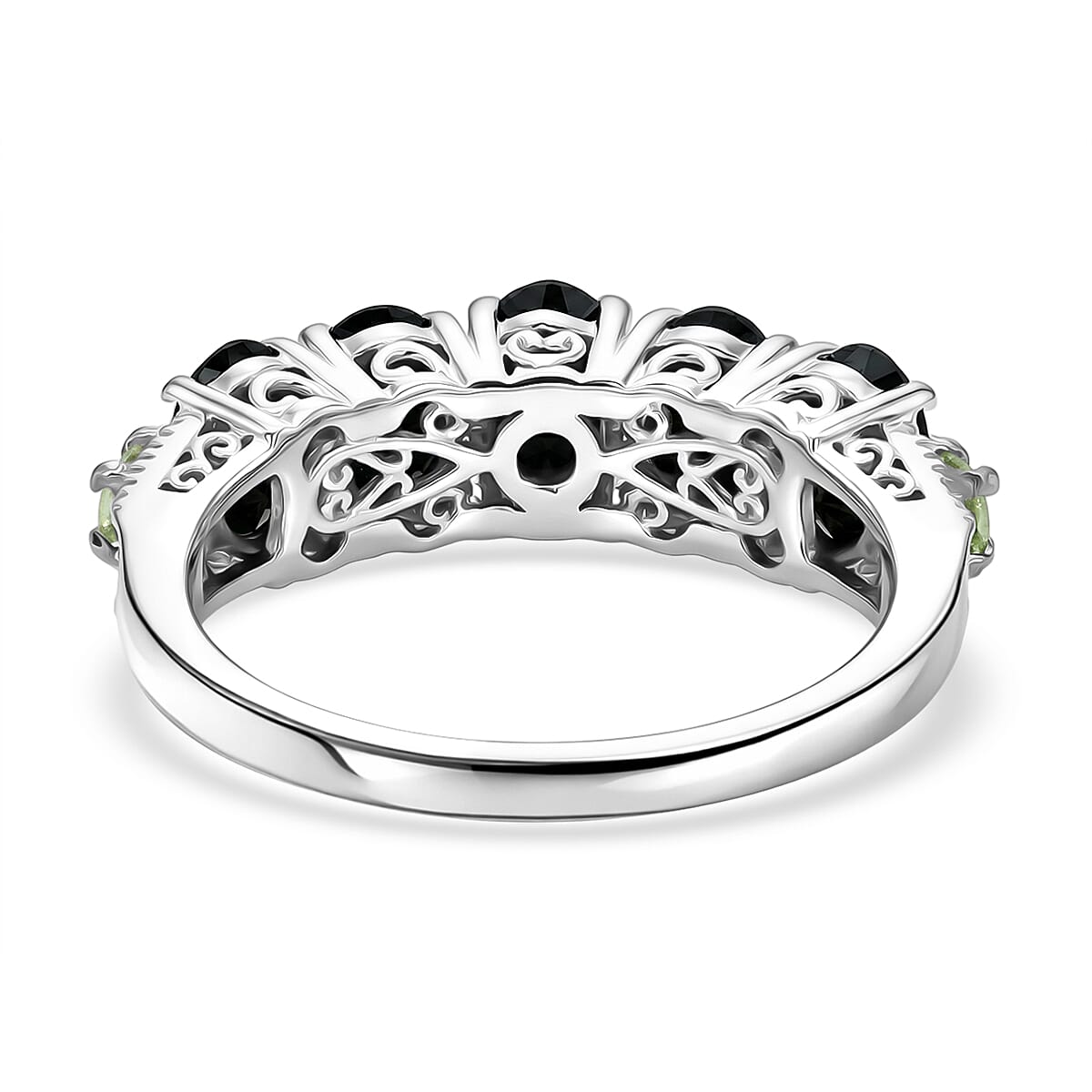 EverTrue Thai Black Spinel and Hebei Peridot 3.25 ctw Ring in Platinum Bond (Size 8.0)
