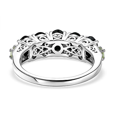 EverTrue Thai Black Spinel and Hebei Peridot 3.25 ctw Ring in Platinum Bond (Size 8.0)