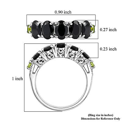 EverTrue Thai Black Spinel and Hebei Peridot 3.25 ctw Ring in Platinum Bond (Size 8.0)