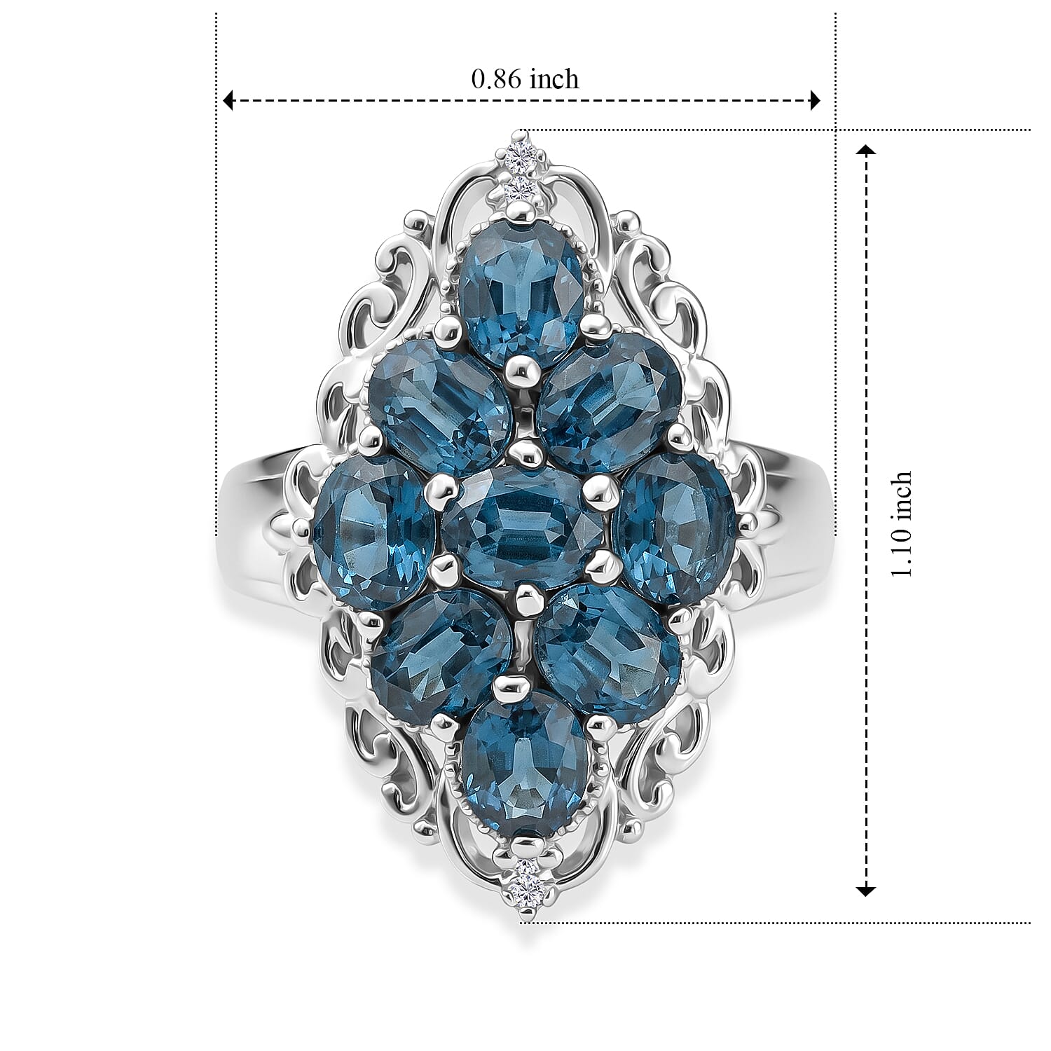 EverTrue Teal Kyanite and White Zircon 3.30 ctw Ring in Platinum Bond (Size 7.0)