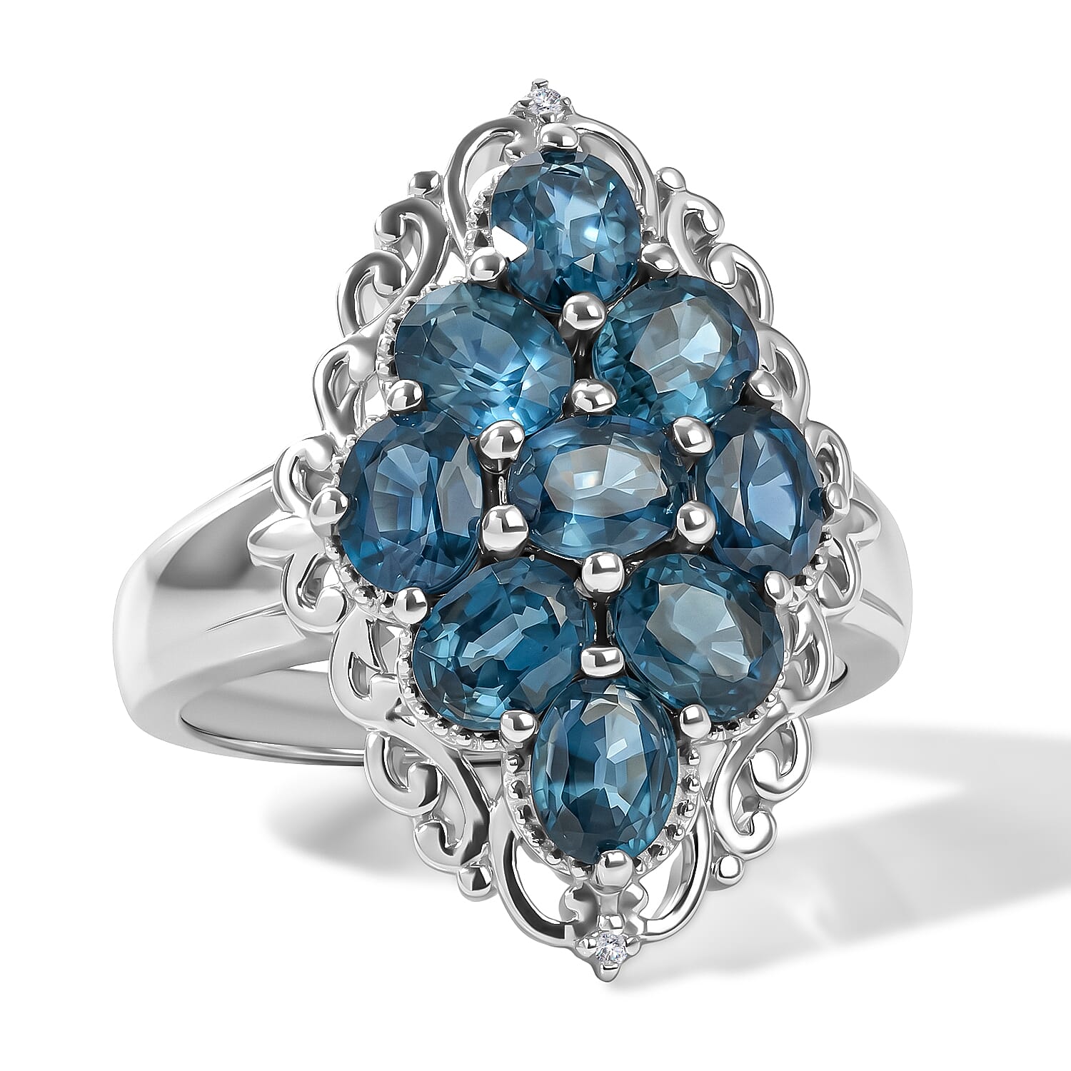 EverTrue Teal Kyanite and White Zircon 3.30 ctw Ring in Platinum Bond (Size 8.0)