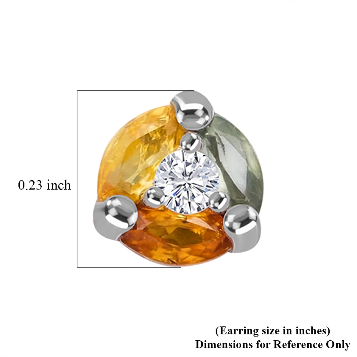 Premium Rainbow Sapphire and Luxuriant Lab Grown Diamond G-H SI 0.80 ctw Color Spark Stud Earrings in Rhodium Over Sterling Silver image number 5