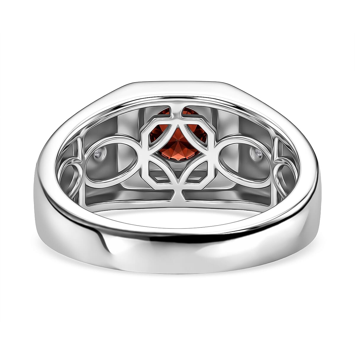 EverTrue Mozambique Garnet and Moissanite 1.00 ctw Men's Ring in Platinum Bond (Size 9.0)