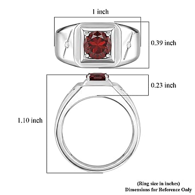 EverTrue Mozambique Garnet and Moissanite 1.00 ctw Men's Ring in Platinum Bond (Size 9.0)