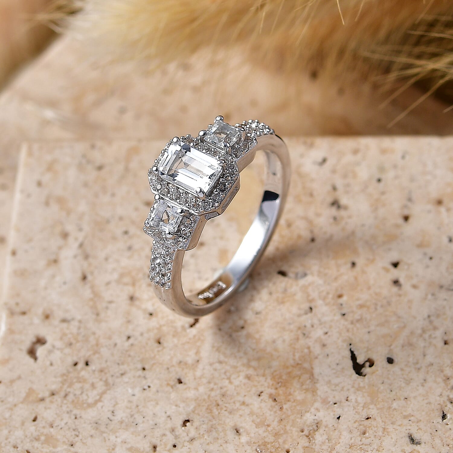 EverTrue White Topaz 1.25 ctw Ring in Platinum Bond (Size 6.0)