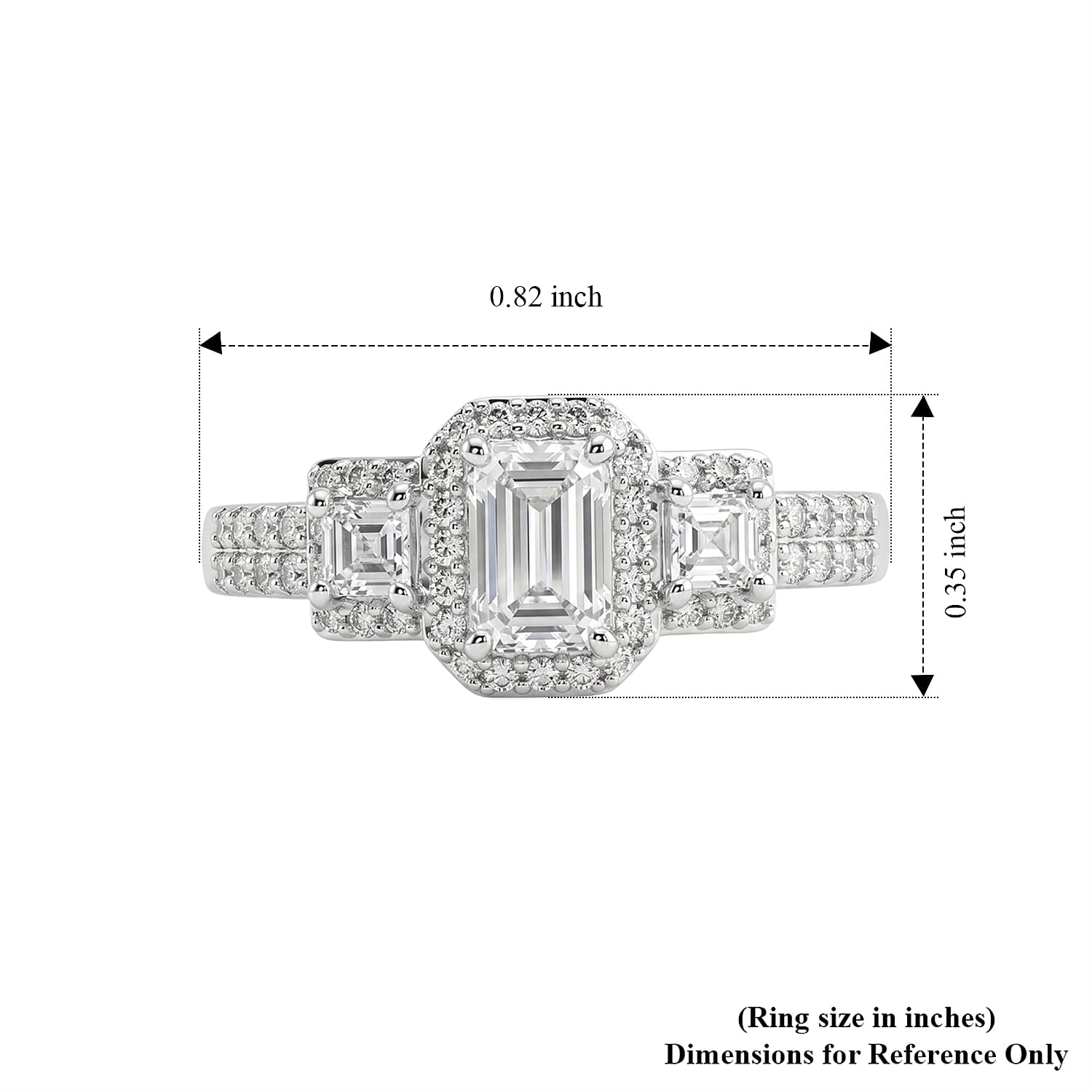 EverTrue White Topaz 1.25 ctw Ring in Platinum Bond (Size 6.0)
