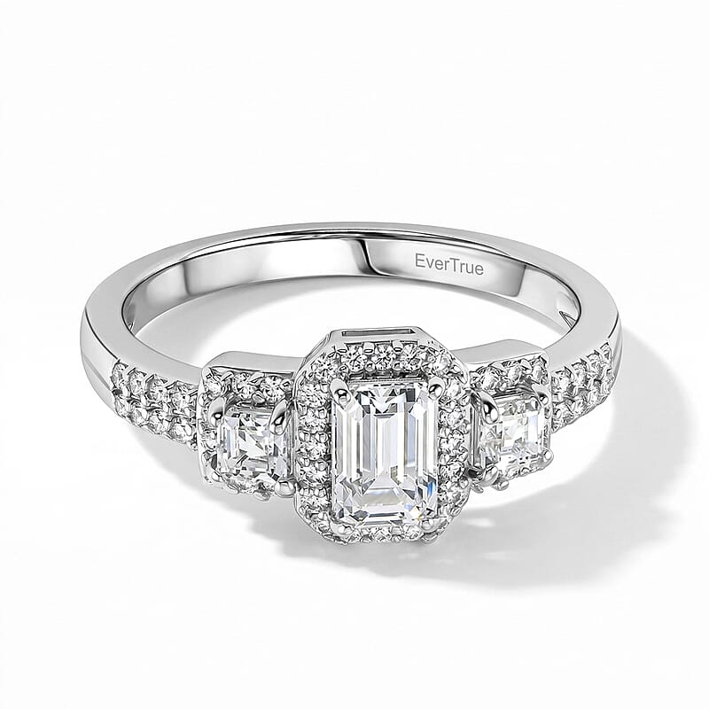 EverTrue White Topaz 1.25 ctw Ring in Platinum Bond (Size 7.0)