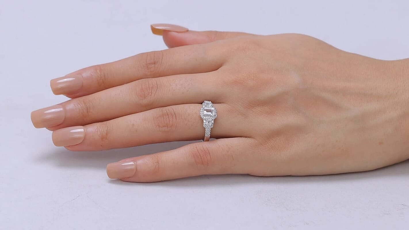 EverTrue White Topaz Ring in Platinum Bond (Size 6.0) 1.25 ctw