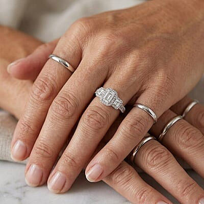 EverTrue White Topaz 1.25 ctw Ring in Platinum Bond (Size 7.0)