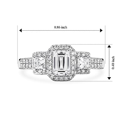 EverTrue White Topaz 1.25 ctw Ring in Platinum Bond (Size 7.0)