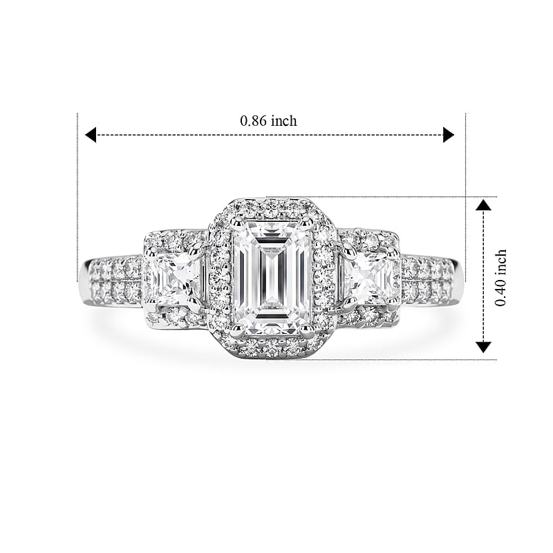 EverTrue White Topaz 1.25 ctw Ring in Platinum Bond (Size 7.0)