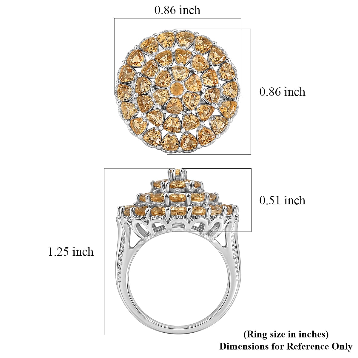 EverTrue Brazilian Citrine 3.40 ctw Ring in Platinum Bond (Size 7.0)