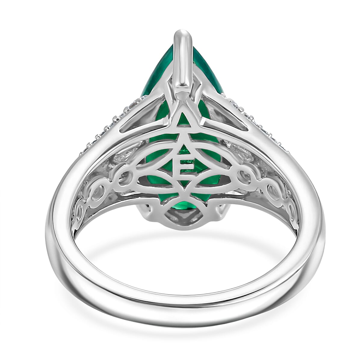 EverTrue Verde Onyx and White Zircon 4.00 ctw Lushy Leaf Ring in 18K YG Plated and Platinum Bond (Size 9.0)