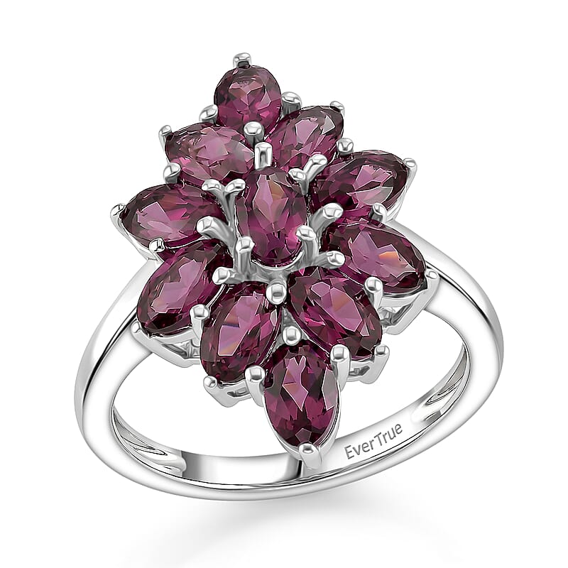 EverTrue Tanzanian Wine Garnet 3.35 ctw Ring in Platinum Bond (Size 6.0)