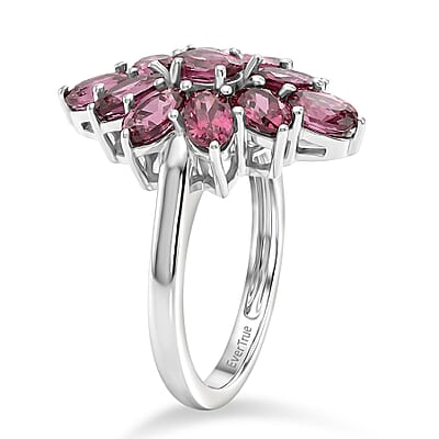 EverTrue Tanzanian Wine Garnet 3.35 ctw Ring in Platinum Bond (Size 6.0)