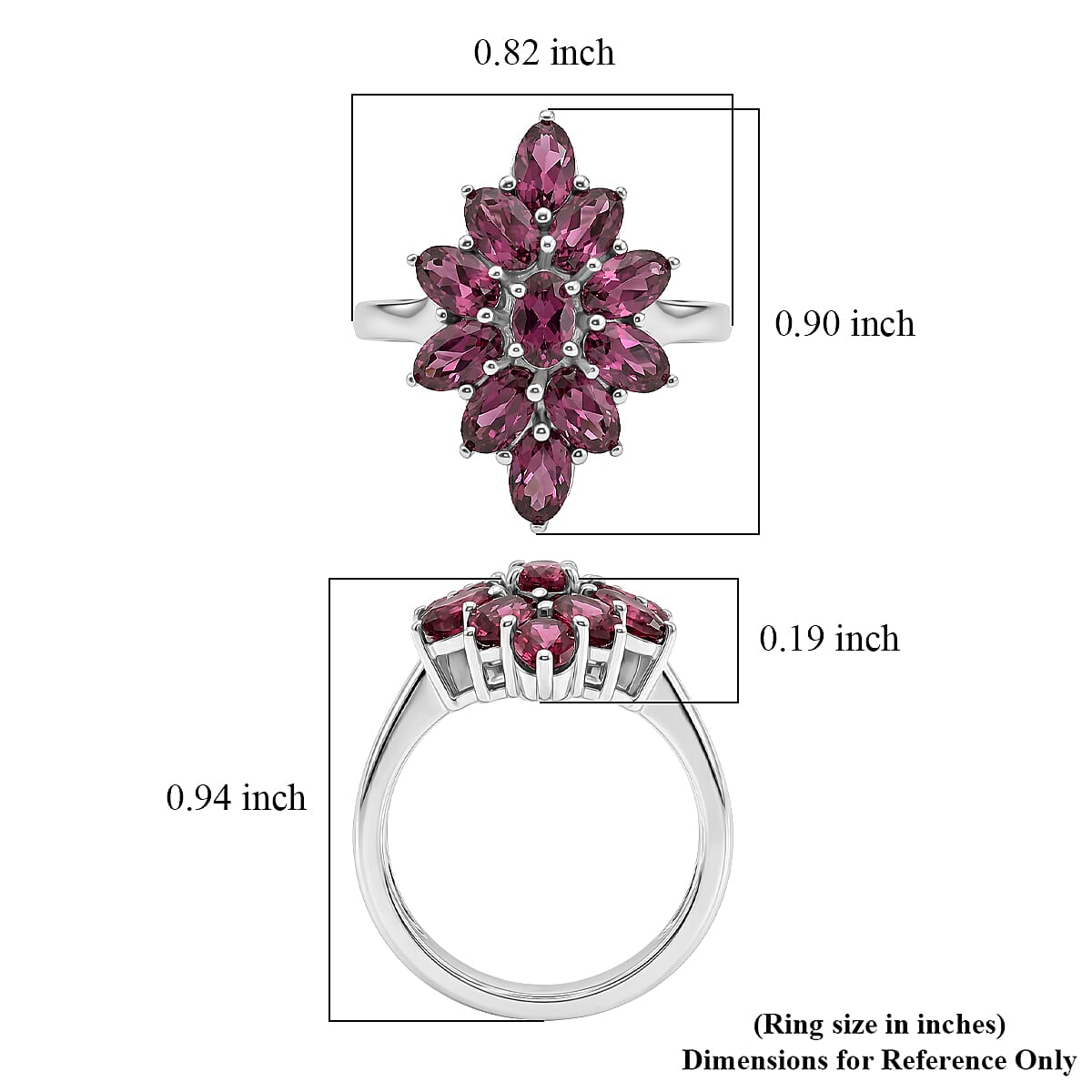 EverTrue Tanzanian Wine Garnet 3.35 ctw Ring in Platinum Bond (Size 6.0)