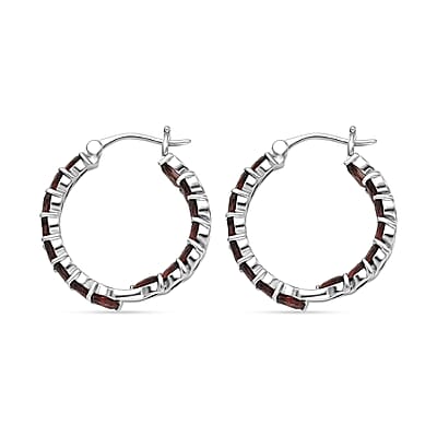 EverTrue Raspberry Zircon 7.00 ctw Hoop Earrings in Platinum Bond