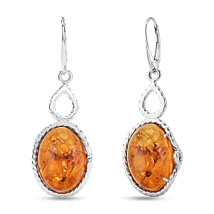 Baltic Amber Drop Earrings in Sterling Silver