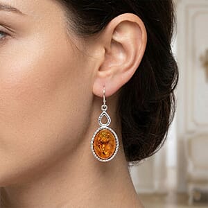 Baltic Amber Drop Earrings in Sterling Silver