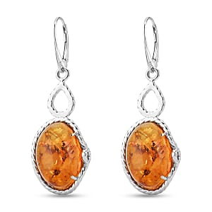 Baltic Amber Drop Earrings in Sterling Silver