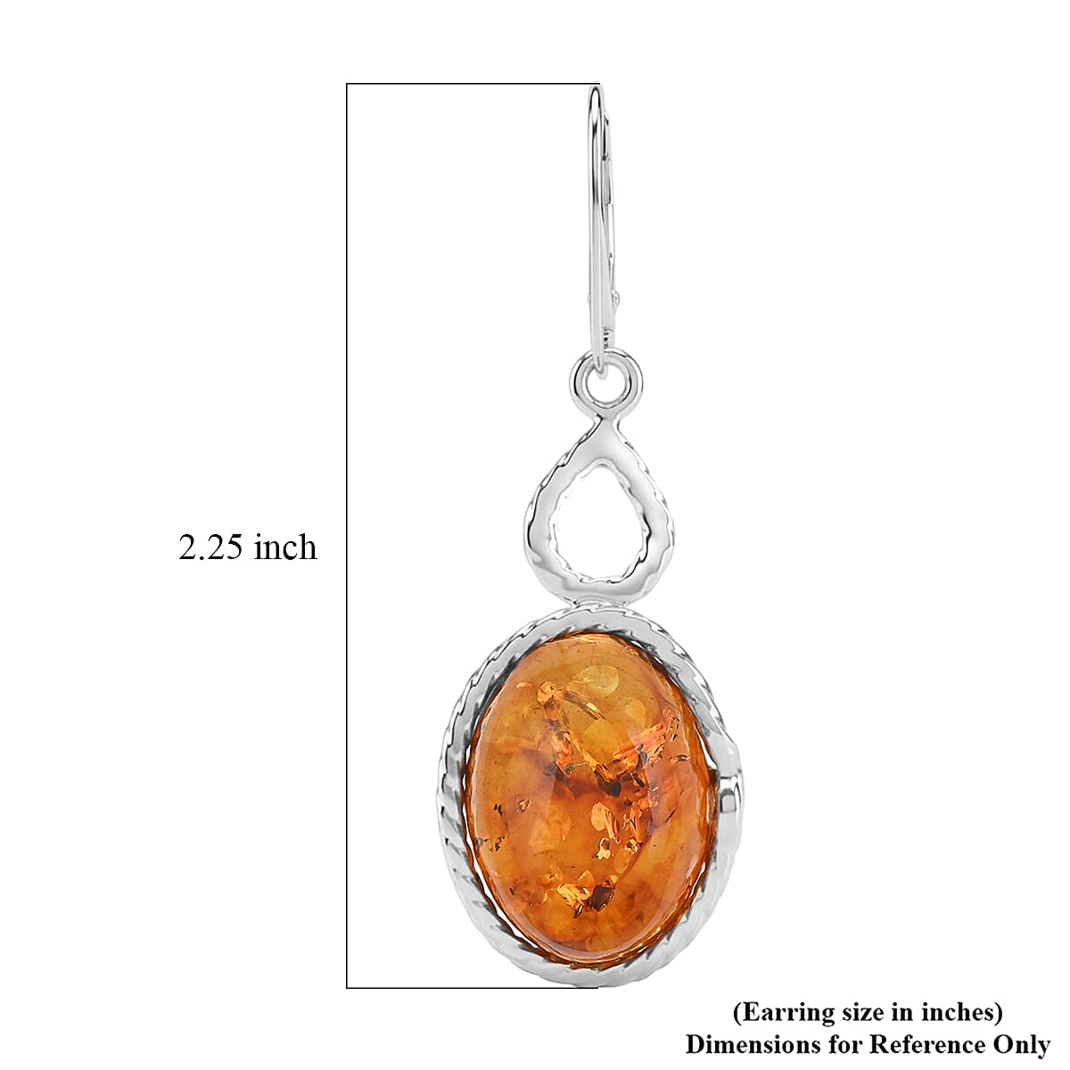 Baltic Amber Drop Earrings in Sterling Silver image number 4