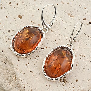 Baltic Amber Drop Earrings in Sterling Silver