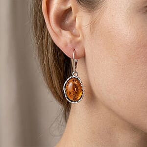 Baltic Amber Drop Earrings in Sterling Silver