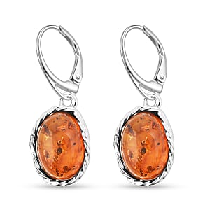 Baltic Amber Drop Earrings in Sterling Silver