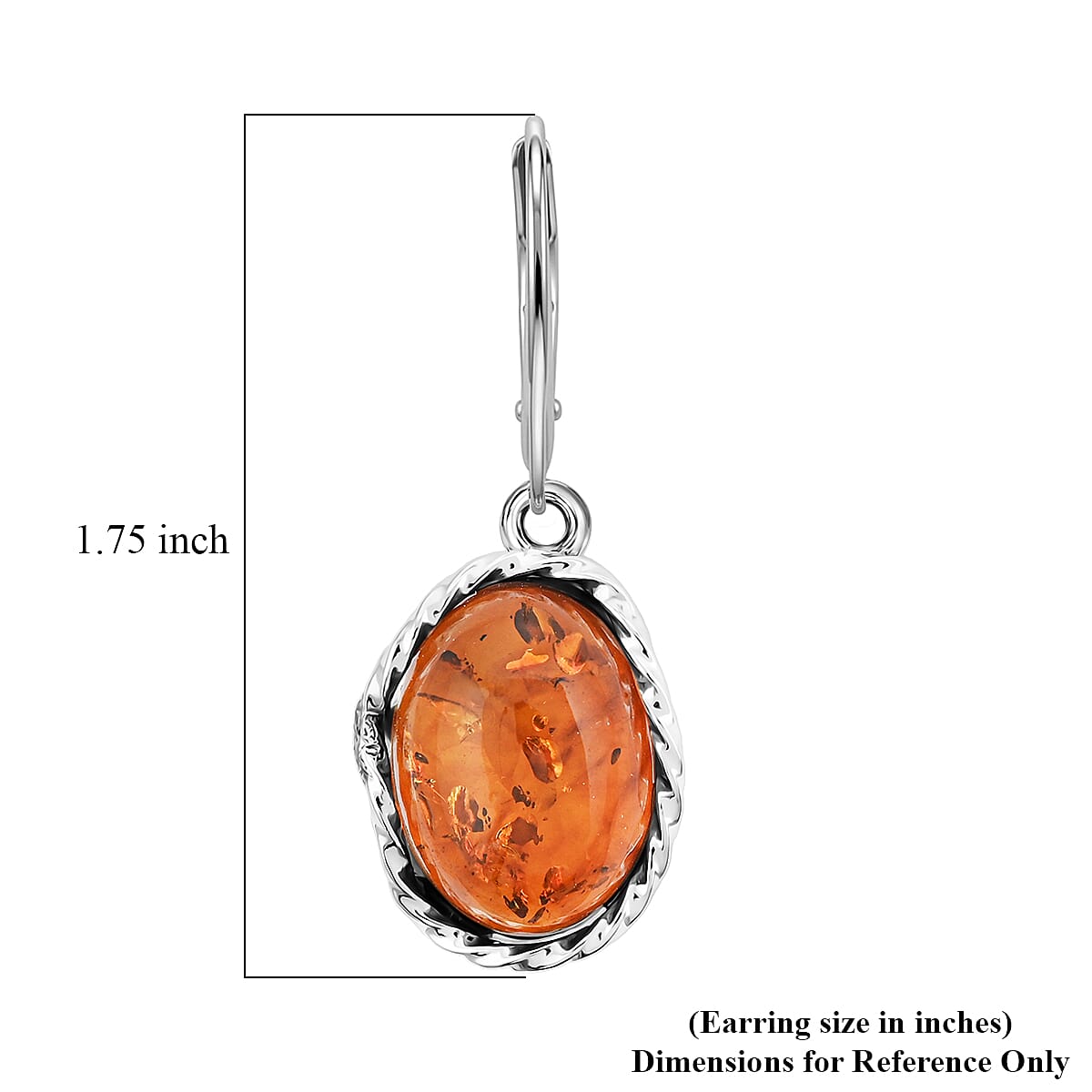 Baltic Amber Drop Earrings in Sterling Silver image number 4