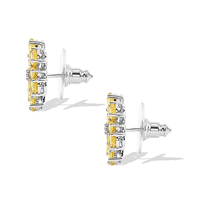EverTrue Canary Opal and White Zircon 3.25 ctw Earrings in Platinum Bond