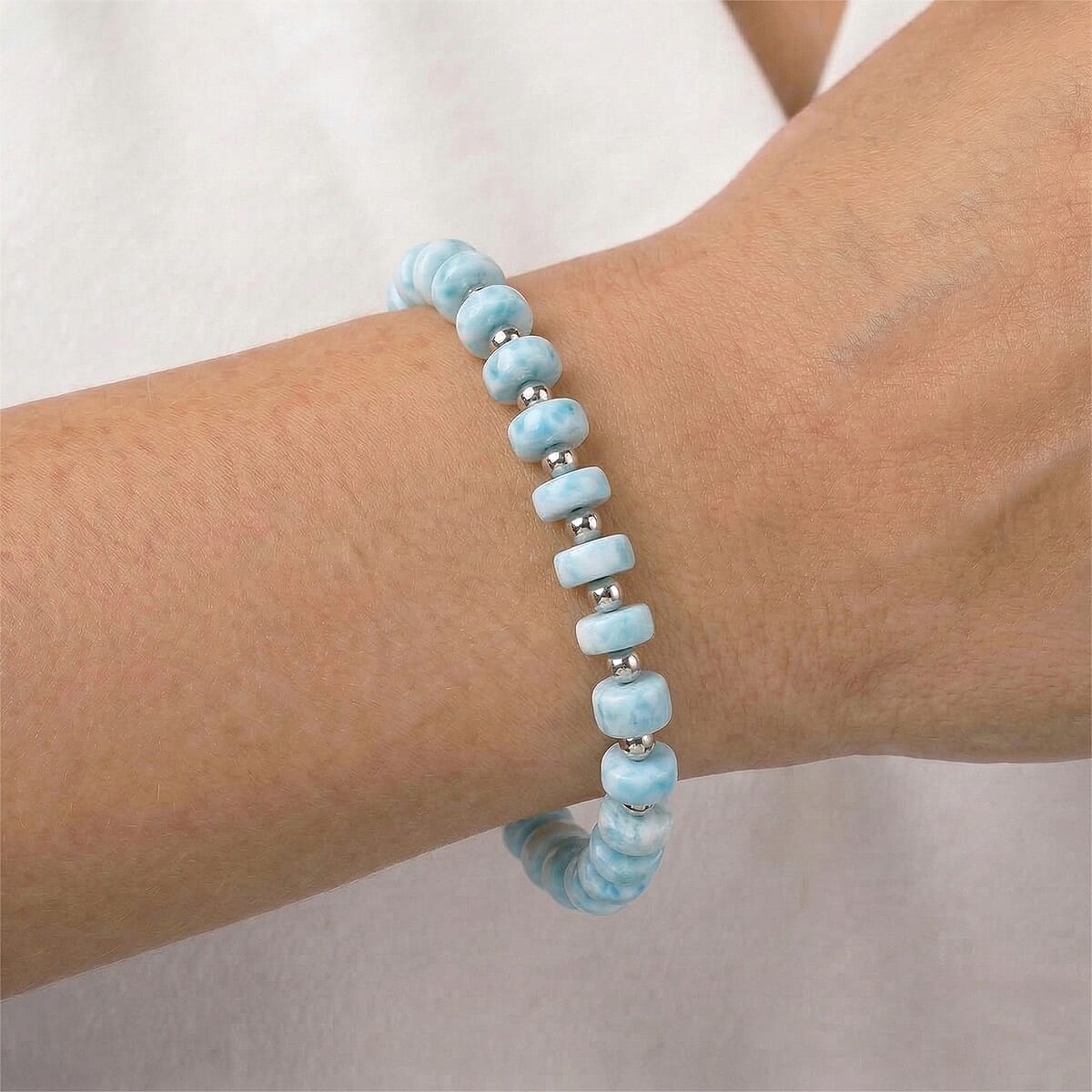 Larimar 75.00 ctw Beaded Stretch Bracelet image number 2