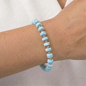 Larimar 75.00 ctw Beaded Stretch Bracelet