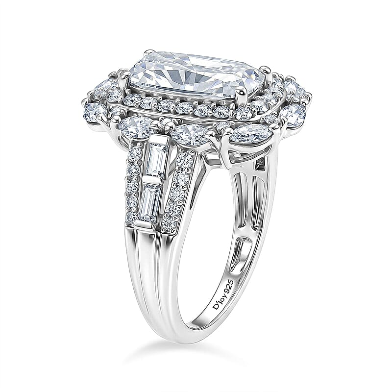 D'Joy Moissanite 4.20 ctw Ring in Rhodium Over Sterling Silver (Size 6.0)