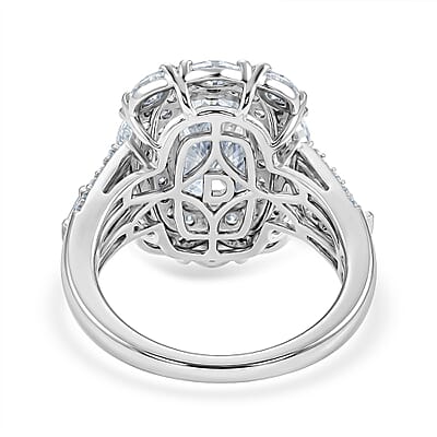 D'Joy Moissanite 4.20 ctw Ring in Rhodium Over Sterling Silver (Size 6.0)